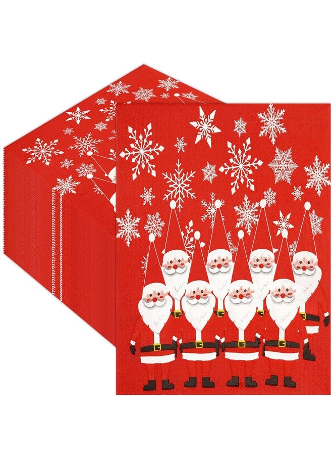 HiEnjoin 50 Pack Christmas Paper Napkins - Disposable Snowflake Santa Claus Paper Napkins, Merry Christmas Winter Holiday Party Supplies for Dinner Decorations - Image 1